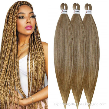 Pre-stretched Braiding Hair Yaki Texture Synthetic Fiber Ombre Color Hot Water Setting 26inch Easy Braid Hair Extensions